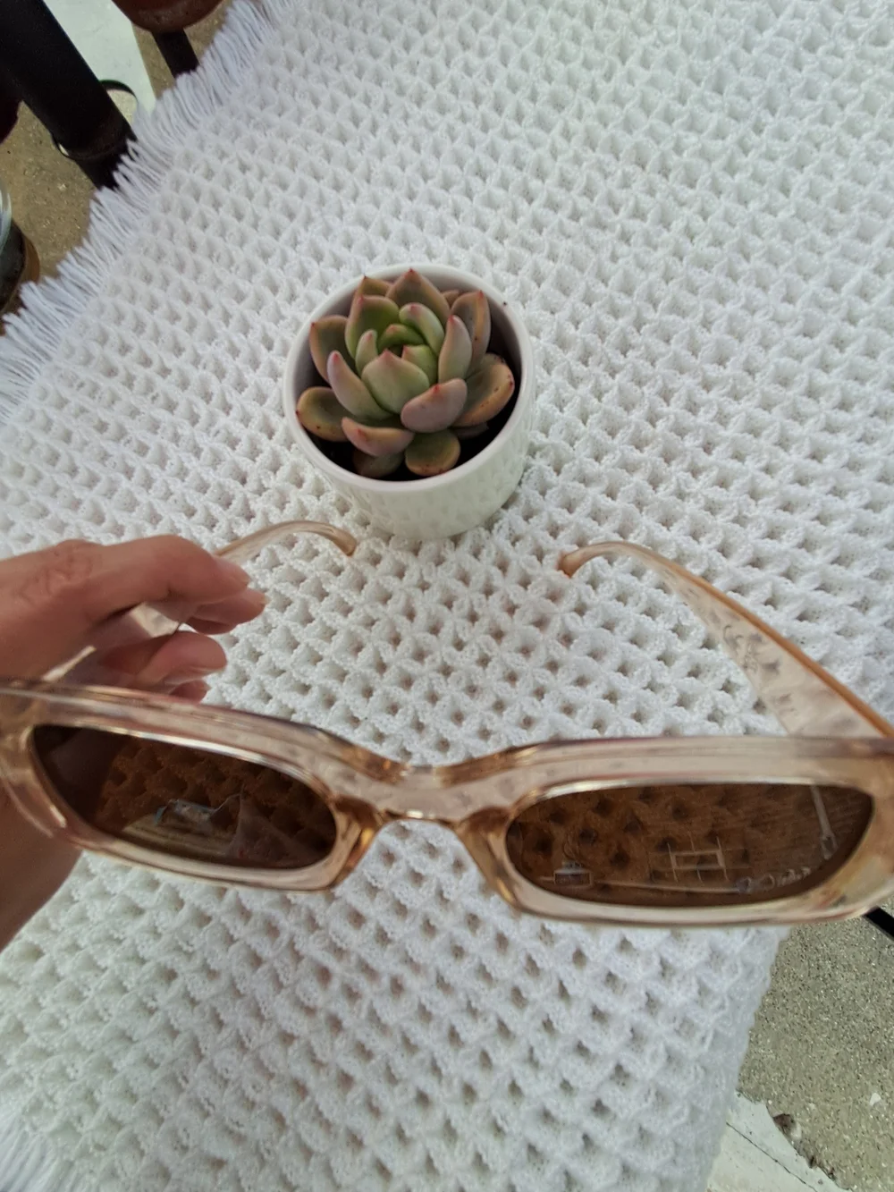 Transparent Beige Rectangle Sunglasses - Women's Fashion Shades